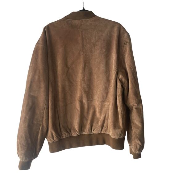 Identity Vintage 90s Men's Size Large Tan Leather Bomber Coat Jacket - Picture 8 of 12